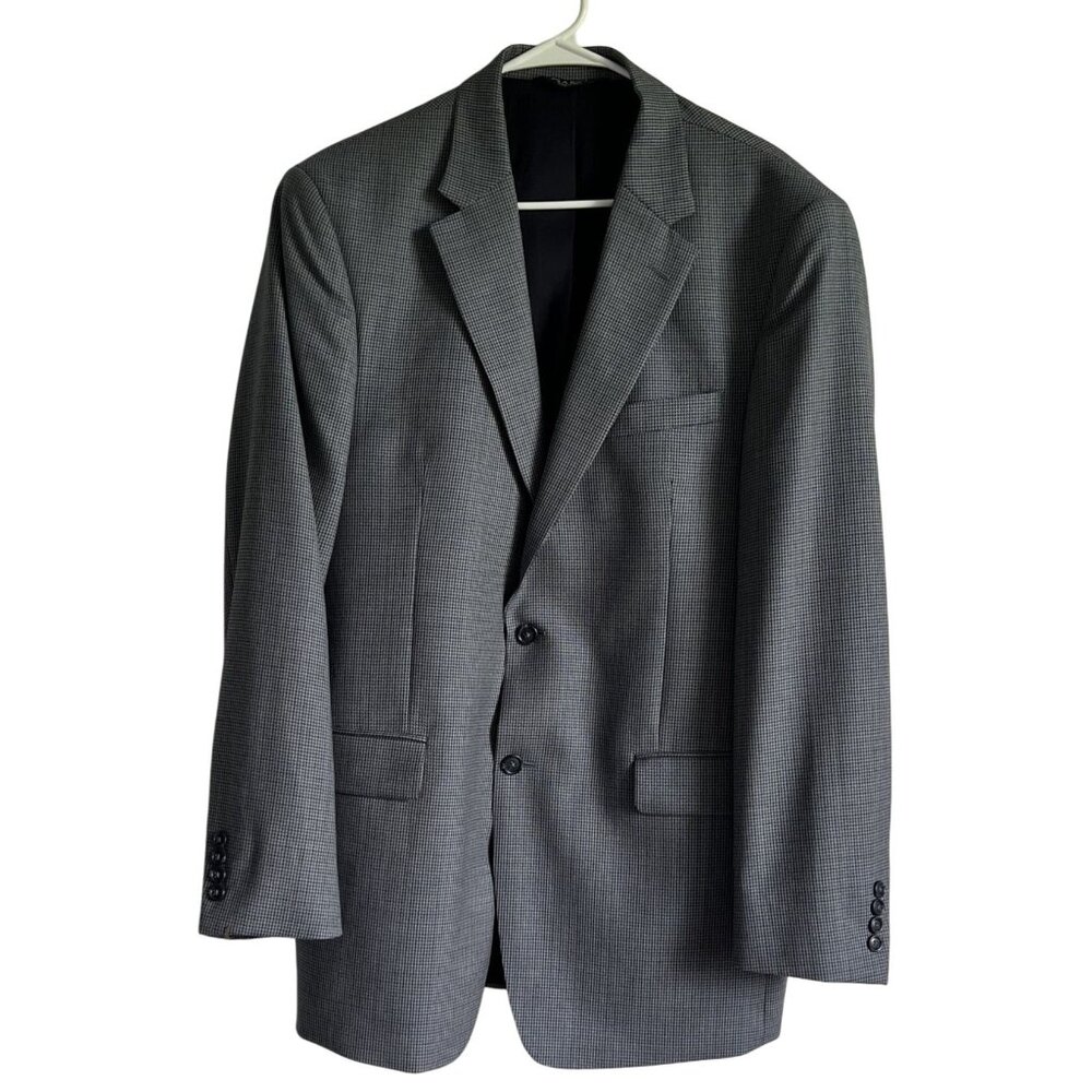 Jos A Bank Travelers Collection Tailored Fit Wool Blazer43L GrayBlue Houndstooth